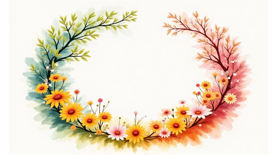 手書き風の季節の花々が描かれた美しい年間ワークショップカレンダー