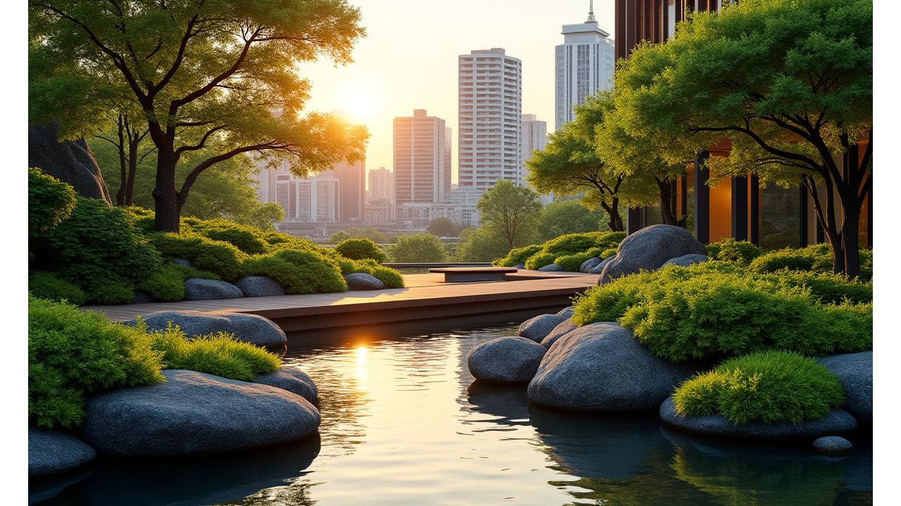 東京のランドスケープデザイン、Fandrelioxumoraの美しい庭園の風景