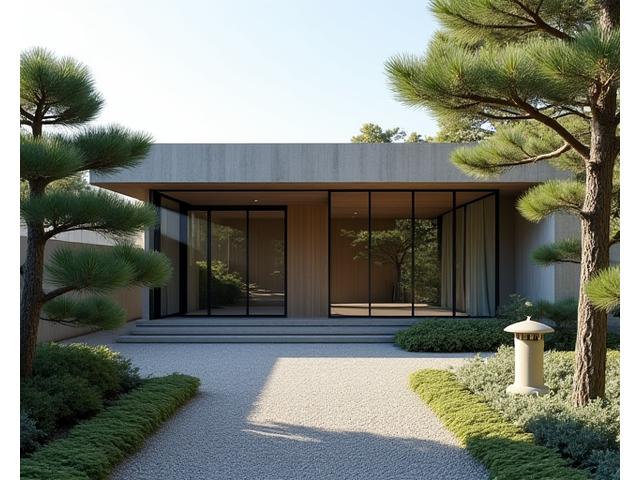 現代的な建築と融合した日本庭園