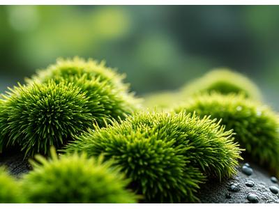 様々な種類の苔が広がる庭