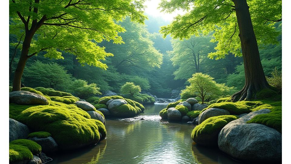 深い緑が美しい夏の日本庭園